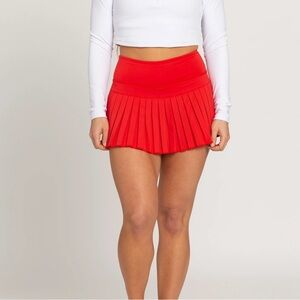 Gold Hinge Candy Red Pleated Skirt